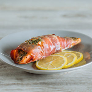 Dinner for Two: Prosciutto-Wrapped Scottish Salmon with Basil Pesto