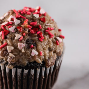 German Chocolate Valentine's Cupcake